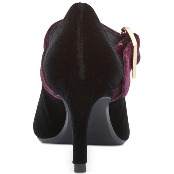 SALE! ✅ DKNY Mary Jane 'Ester' Pumps 9 ~ Black Velvet Burgundy Strap ✨ BNIB - Picture 7 of 17